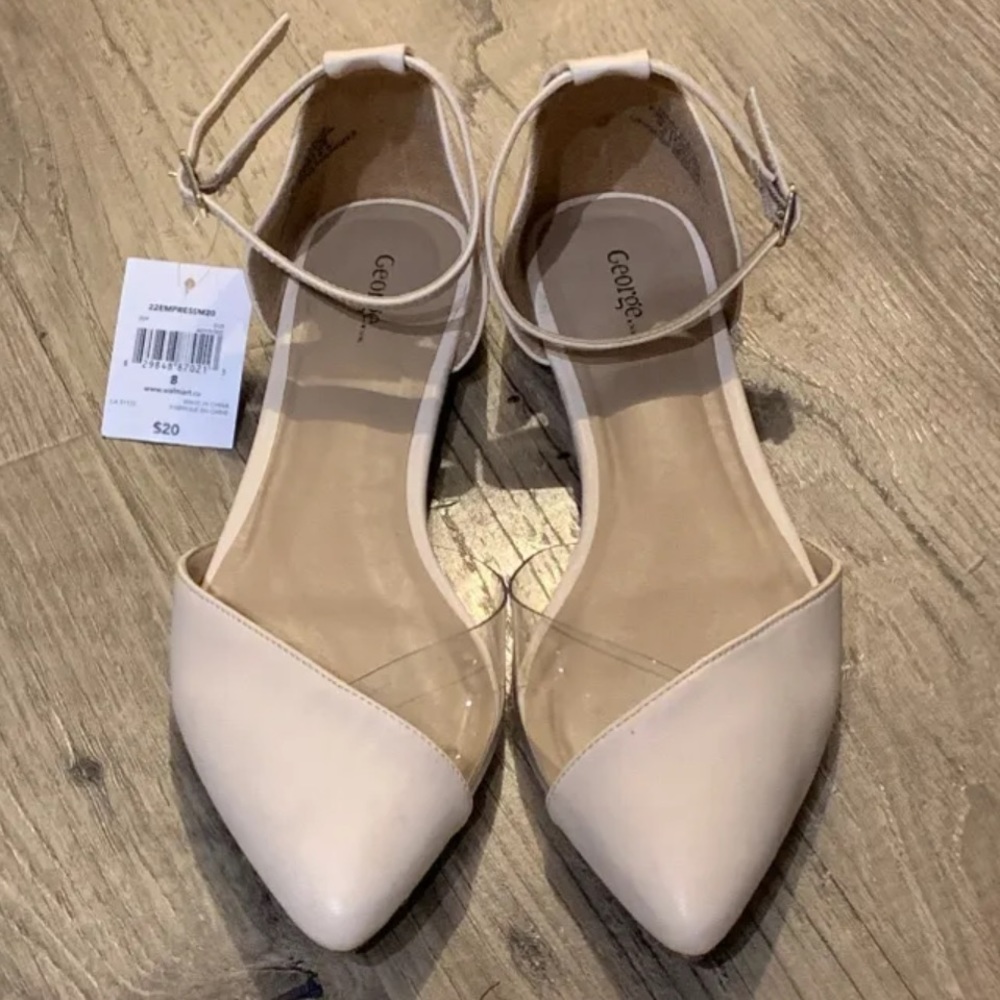 NWT George Pointed-toe Flats with Ankle Straps